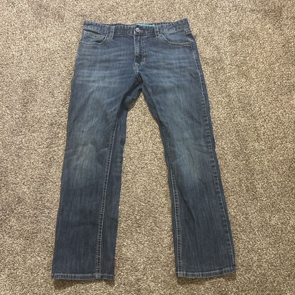 Rock and Roll Denim Revolver Jeans Mens 34x32 Blue Slim Straight Leg